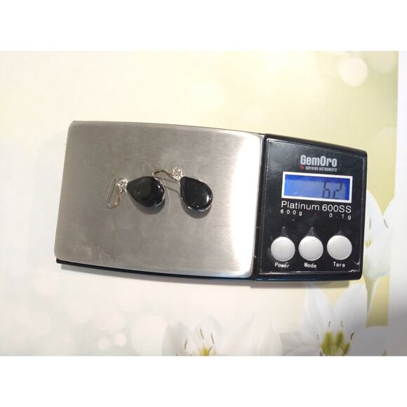 Sterling Silver 925 Ocean Beach Dangle Drop Earrings Blue Fused Glass Hook - Picture 9 of 9